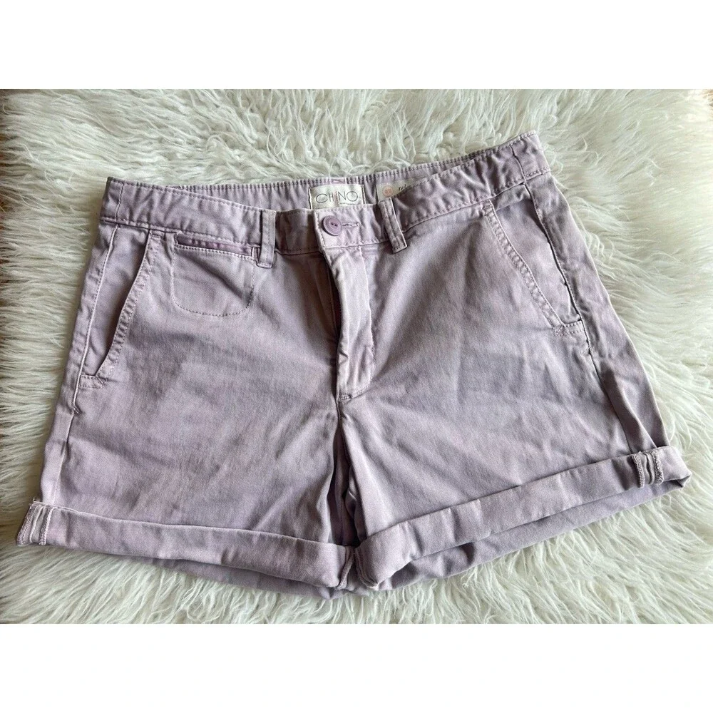 Anthropologie Chino 27 Relaxed Shorts Lilac Khaki Cotton Blend Summer - Picture 2 of 12